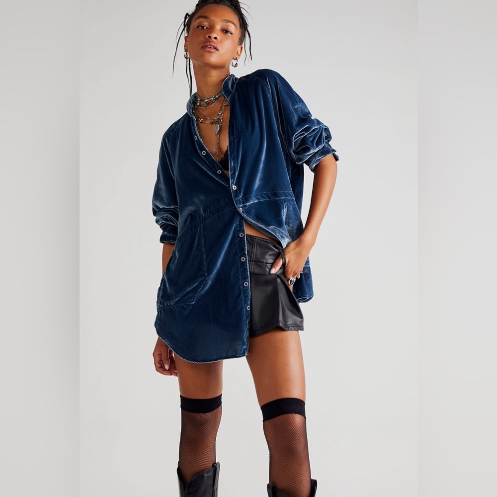 Free People Velvet Buttondown